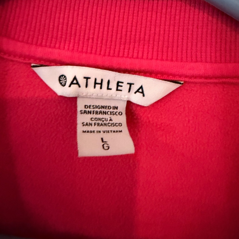 Athleta Triumph Hybrid 1/4 zip sweatshirt Pink Size Medium EUC - Picture 2 of 4